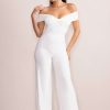 Clothing * | Say Less | White Bardot Front Wrap Wide Leg Jumpsuit Club L London Attractive