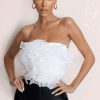 Clothing * | Glorious | White Strapless Organza Corset Top Club L London New Threads