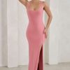 Dresses * | Madeline | Pink Sleeveless Thigh Split Maxi Dress Club L London Discounts