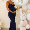 Maternity * | Mama Sass | Navy Maternity Twist Front Cami Jumpsuit Club L London Top Selling