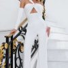 Clothing * | Rise Up | White Bardot Cut Out Jumpsuit Club L London Original