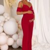 Maternity * | Special Surprise | Berry Maternity Draped Sleeve Jumpsuit Club L London Popular