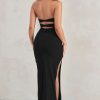 Dresses * | Manon | Black Sweetheart Bandeau Maxi Dress With Thigh Split Club L London Outlet