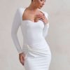 Dresses * | Corelle | White Long Sleeve Sweet Heart Twist Detail Mini Dress Club L London Shop