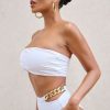 Clothing * | Dusk | White Draped Bandeau Bikini Top Club L London Less Expensive