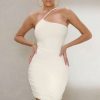 Dresses * | Don'T Stop | White Asymmetric Hem Midi Dress Club L London Best Quality