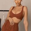 Clothing * | Under Pinning | Rust Balcony Bralette Crop Top Club L London Top Sell