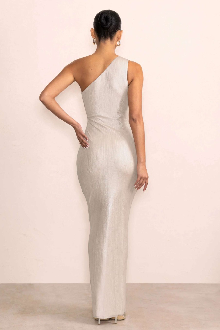 Dresses * | Until Dawn | One Shoulder Ruched Front Cut Out Maxi Dress Club L London Attractive