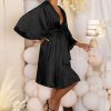 Maternity * | Cherub Surprise | Black Maternity Tie Front Angel Sleeve Mini Dress Club L London Special Offers