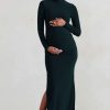 Maternity * | Alejandra | Black Maternity Long Sleeve High Neck Maxi Dress Club L London Outlet