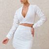 Clothing * | Break Of Day | White Ruched Mini Skirt Club L London Special Offers