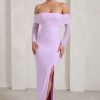 Dresses * | On Your Mind | Lilac Mesh Long Sleeve Maxi Dress Club L London Original