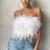 Clothing * | Dream Daze | White Feather Bandeau Crop Top Club L London Tendy Style