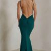 Dresses * | Endless Love | Green Backless Knot Detail Fishtail Maxi Dress Club L London Discount Online