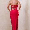 Dresses * | Manon | Red Sweetheart Bandeau Maxi Dress With Thigh Split Club L London Sale Online