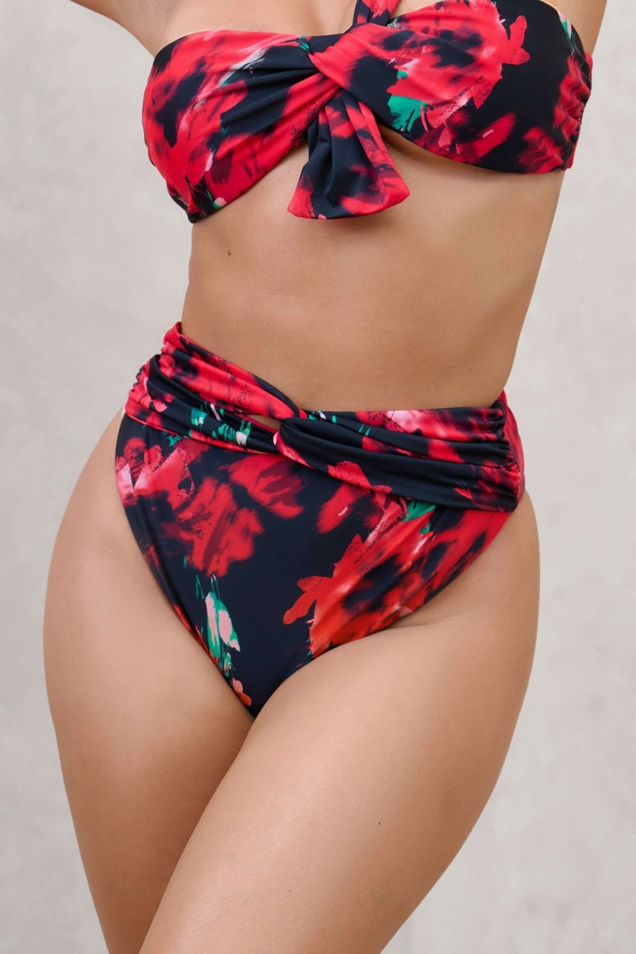 Clothing * | High Tide | Multi Print High Waisted Twist Front Bikini Bottoms Club L London Online