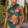 Clothing * | Under The Palms | Green Asymmetric Ruffle Bikini Brief Club L London Limited Edition