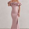 Dresses * | Esmeralda | Blush Pink Structured Statement Bardot Maxi Dress Club L London Bestsellers