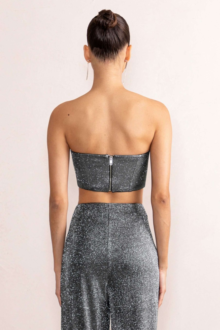 Clothing * | Jasmine | Silver Structured Corset Crop Top Club L London Excellent Quality