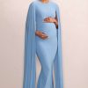 Maternity * | Briony | Powder Blue Maternity Maxi Dress With Cape Sleeves Club L London Gift Selection