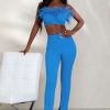 Clothing * | Wonder Woman | Cobalt Blue High Waist Straight Leg Pants With Hem Split Club L London Free Delivery